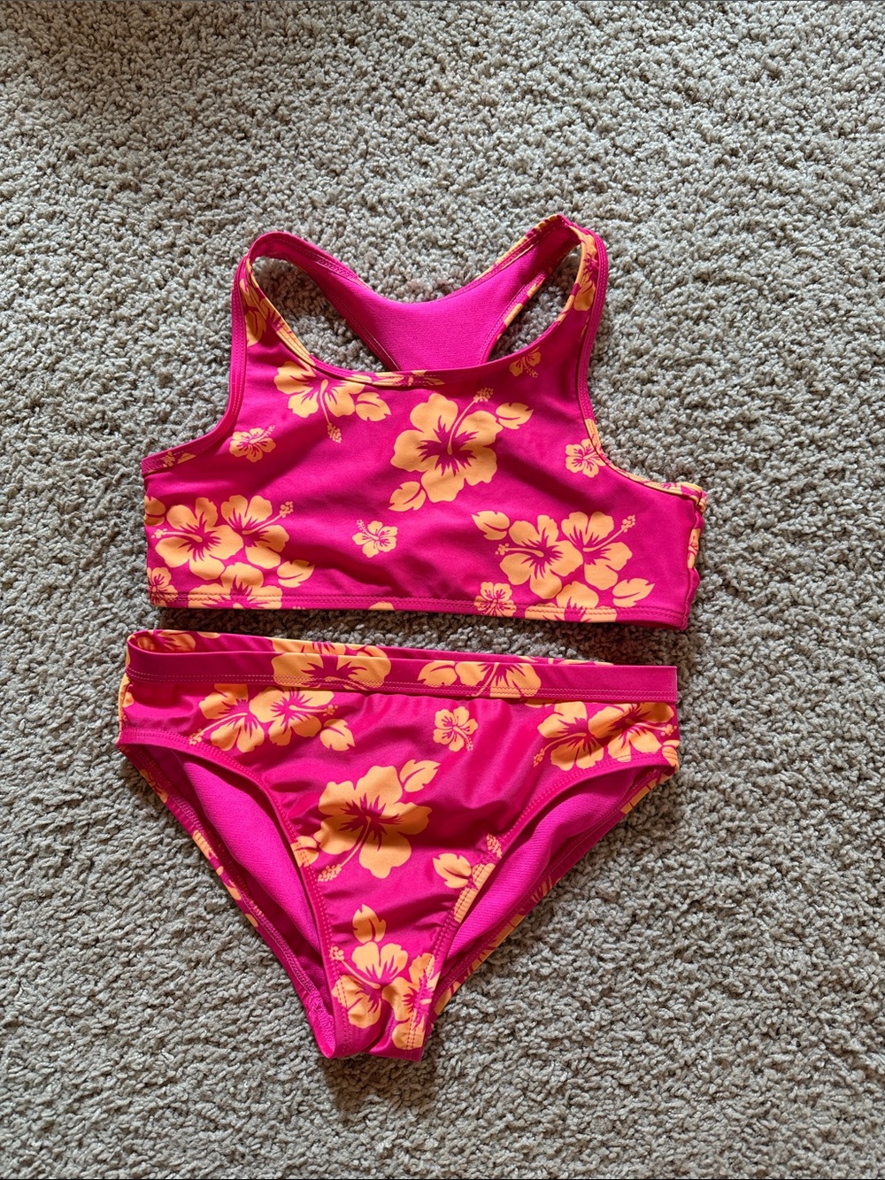 Girls' Pink Floral Two-Piece Swim Set